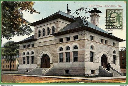 ak7544 - USA - VINTAGE POSTCARD - Maine, Lewiston, Post  Office - 1909