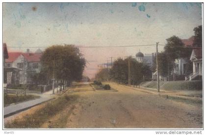 Broadway Street Scene, Little Rock AR Arkansas, on c1900s Vintage Hand Colored Postcard