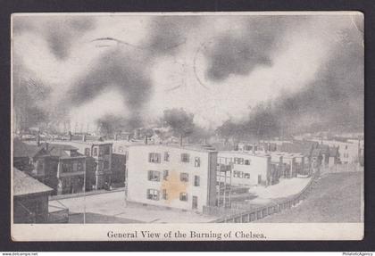 Vintage postcard USA Great Chelsea Fire 1908 Massachusetts MA Burning View