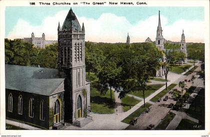etas Unis - United States - USA - New Haven Conneticut - Three Churches on the Green - CPA