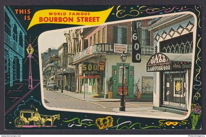 Postcard, United States, New Orleans LA, Bourbon Street