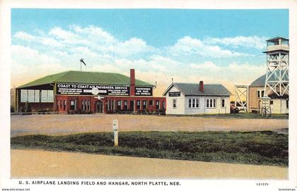 A970 US Airplane Landing Field and Hangar North Platte Nebraska postcard