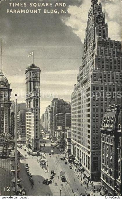 New York City Time Square and Paramount Building Skyscraper
