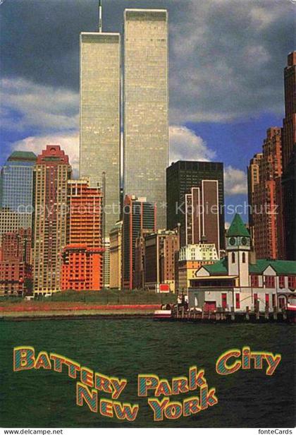 NEW YORK City USA Twin Towers of the World Trade Center and Battery Park Financi