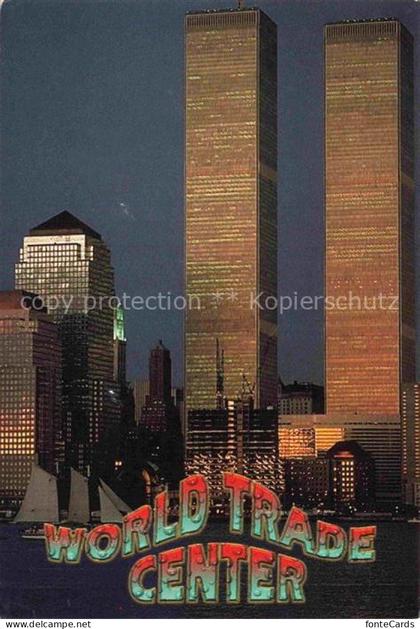 NEW YORK City USA Twin Towers of the World Trade Center at dusk