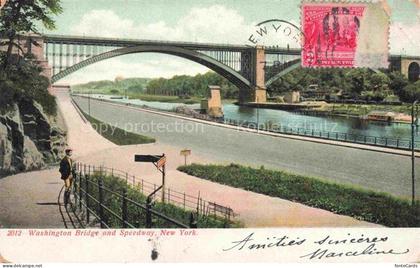 NEW YORK City USA Washington-Bridge Speedway Harlem-River Radfahrer Ufer
