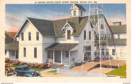 A186 US Ocean City Maryland Coast Guard Station Cars vintage postcard
