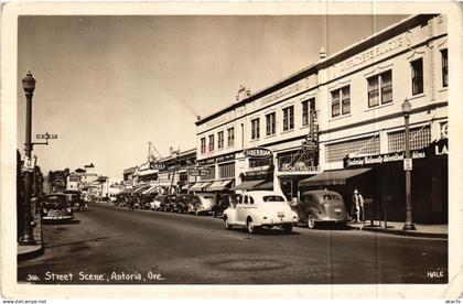 PC US, OREGON, ASTORIA, STREET SCENE, VINTAGE REAL PHOTO POSTCARD (b6410)