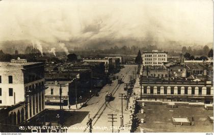PC US, OREGON, SALEM, STATE STREET 1913, REAL PHOTO POSTCARD (b5461)