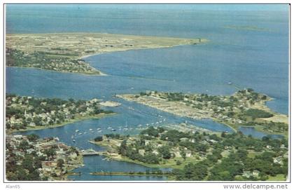 Wickford North Kingston RI Rhode Island, View of Town & Harbor from Air, c1950s Vintage Postcard