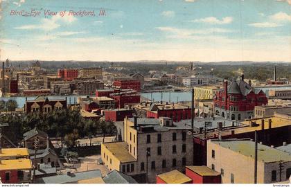 US 1911 Birds Eye View of Rockford Illinois vintage postcard B958