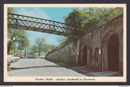 Postcard, United States, Savannah GA, Factors Walk Iron Bridge