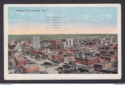 Postcard, United States, Savannah GA, Skyline View