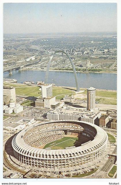 St. Louis Missouri MO, Vintage PC, Aerial Arch and Stadium