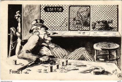 PC US, POLITICS / PROPAGANDA, OFFICE CLOSED CARICATURE, (b16332)