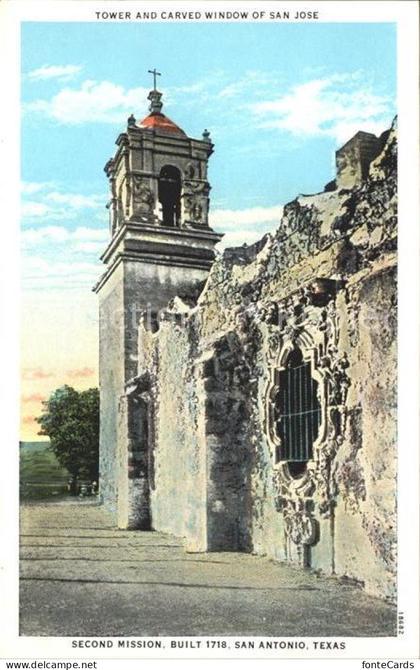 San Antonio Texas Mission San Jose Tower carved window Ruines