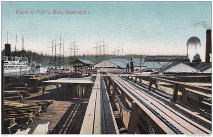 Ludlow Washington, Docks at Port, Lumber Industry, c1900s Vintage Postcard