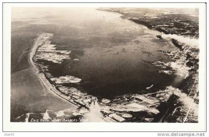 Port Angeles WA Washington, Aerial View Ediz Hook, on c1940s Vintage Postcard