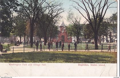 carte 1908 Washington park and village hall , stapleton , staten island