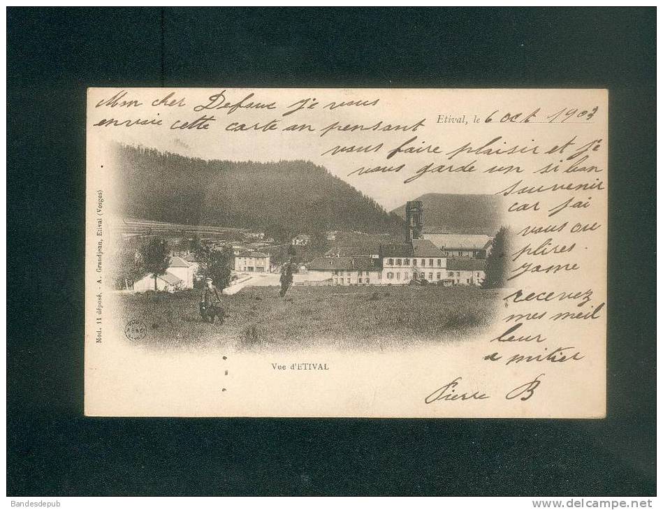 Etival Clairefontaine  (Vosges 88) - Vue d' Etival  ( dest. Defoug Commercy Ed. A. Grandjean dos simple)