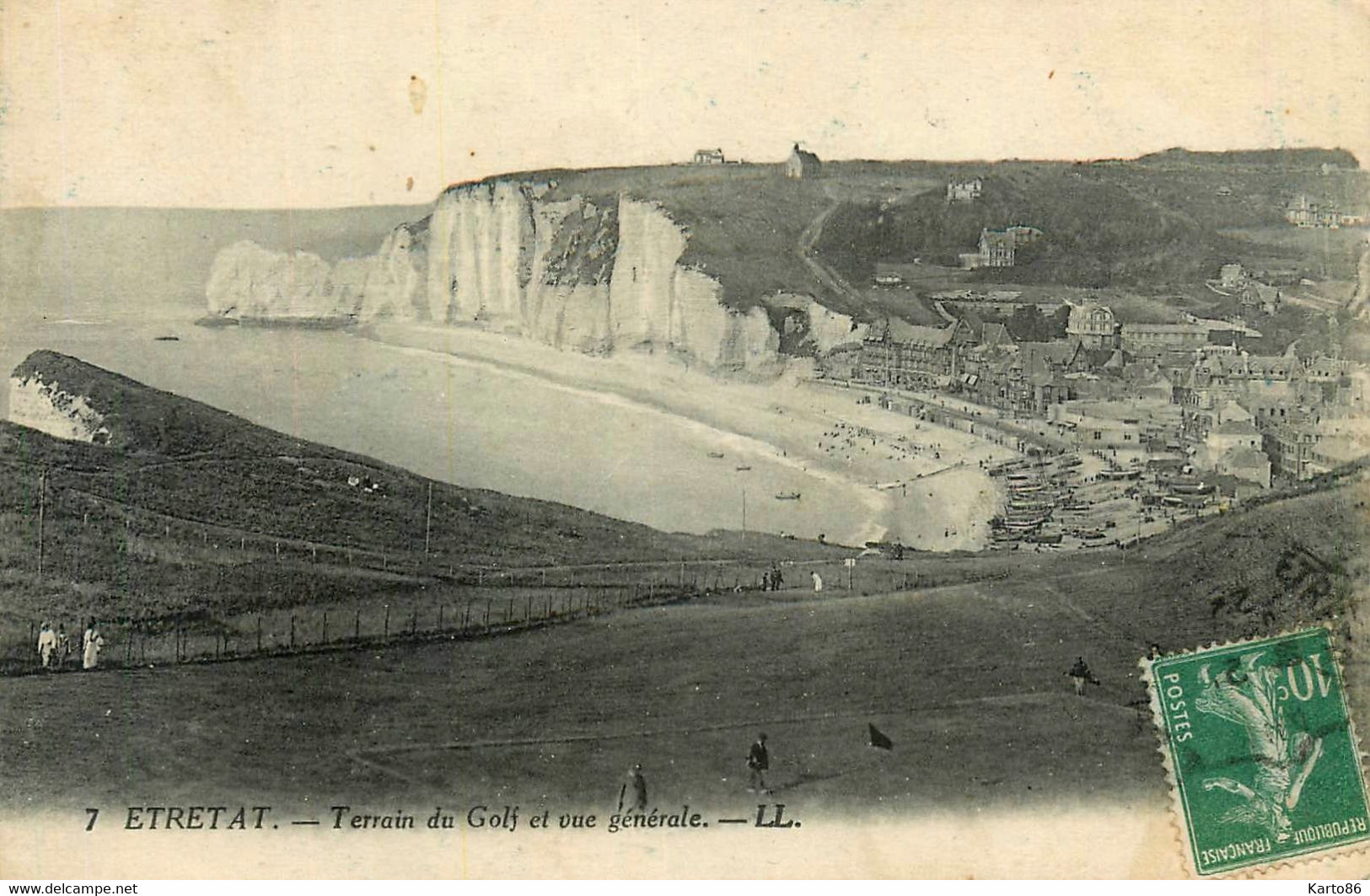 étretat * terrain du golf et vue générale * golfeur link links sport sports