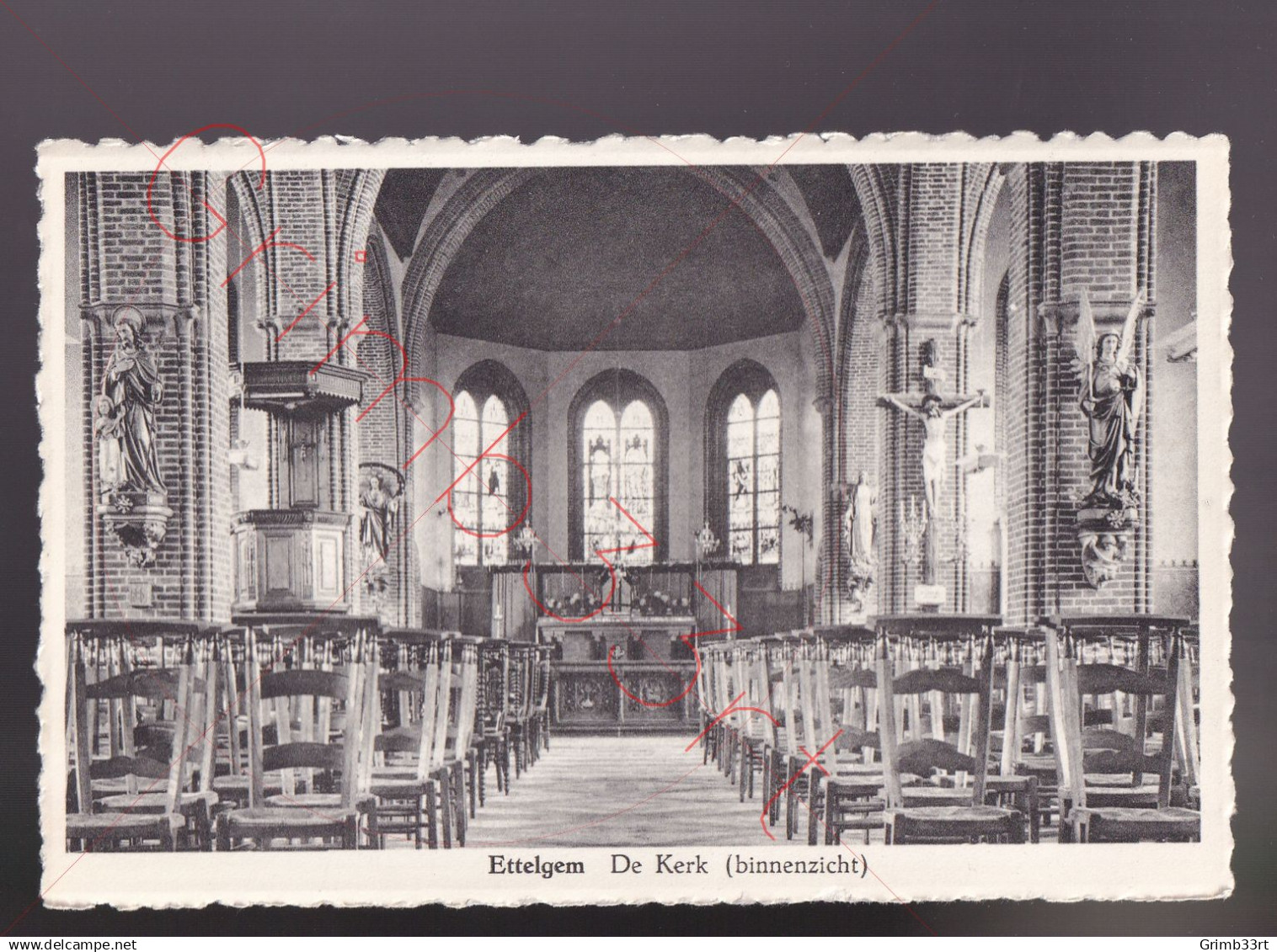 Ettelgem - De Kerk (binnenzicht) - postkaart