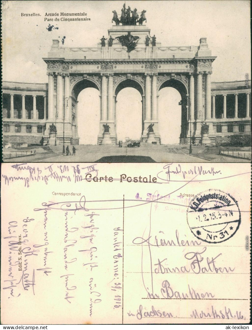 Etterbeek-Brüssel Bruxelles Jubelpark  Triumphbogen Parc du Cinquantenaire 1915