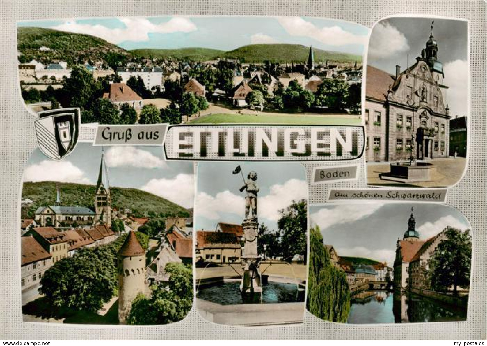 Ettlingen Panorama Kirche Brunnen Rathaus
