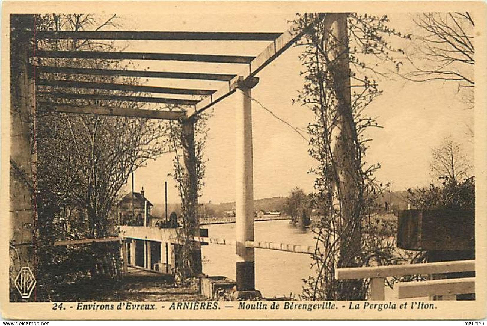 - eure -ref-B276- arnières - mouiin de berengeville - la pergola et l iton - moulins à eau -