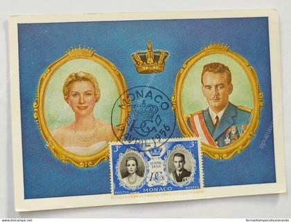 cn1065 cartolina personaggi famosi reali di monaco mariage princier 1956