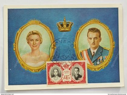 cn1067 cartolina personaggi famosi reali di monaco mariage princier 1956