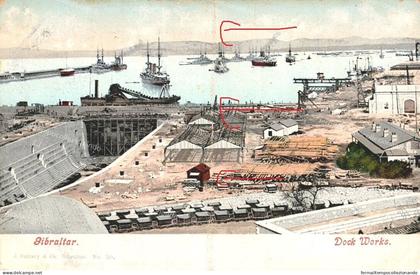 dh266 cartolina  cpa gibraltar gibilterra dock works