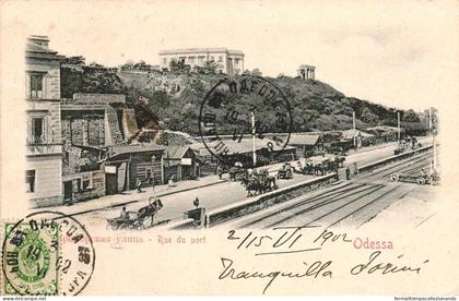 ds224 cartolina cpa odessa rue du port station ucraina ukraine