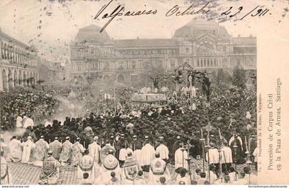 bq736 cartolina  santiago procesion corpus cristi cile chile