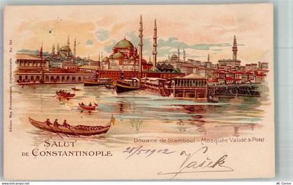 Konstantinopel Istanbul 1902 Lithographie Moschee Valide und Brücke Gren... - 13673549