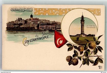 Konstantinopel Istanbul Lithographie blick nach Galata Denkmal Säule - 13672978