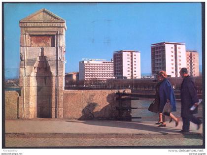 Skopje, Kamen most old postcard travelled 1966 bb150914