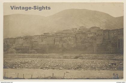 Veles / North Macedonia: Panorama - River - Mountains (Vintage RPPC ~1910s)