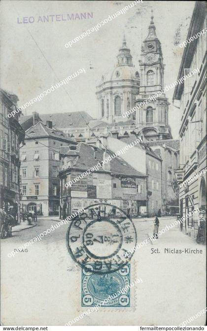 cm184 cartolina prag praga sct.niclas kirche repubblica ceca