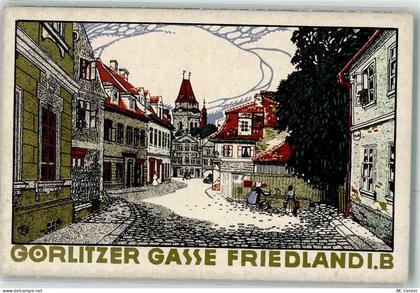 Frydlant Friedland Lithographie / Künstlerkarte Görltzer Gasse - 13622691