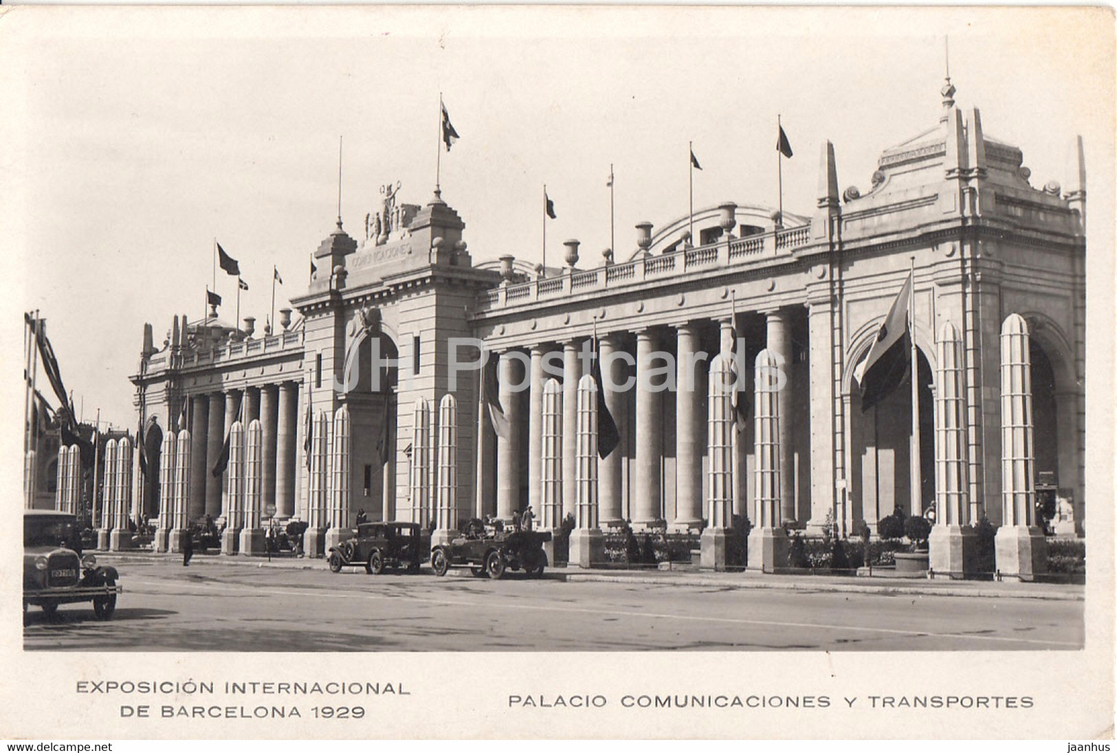 Exposicion Internacional de Barcelona 1929 - Palacio Comunicaciones y Transportes - car - old postcard - Spain - unused