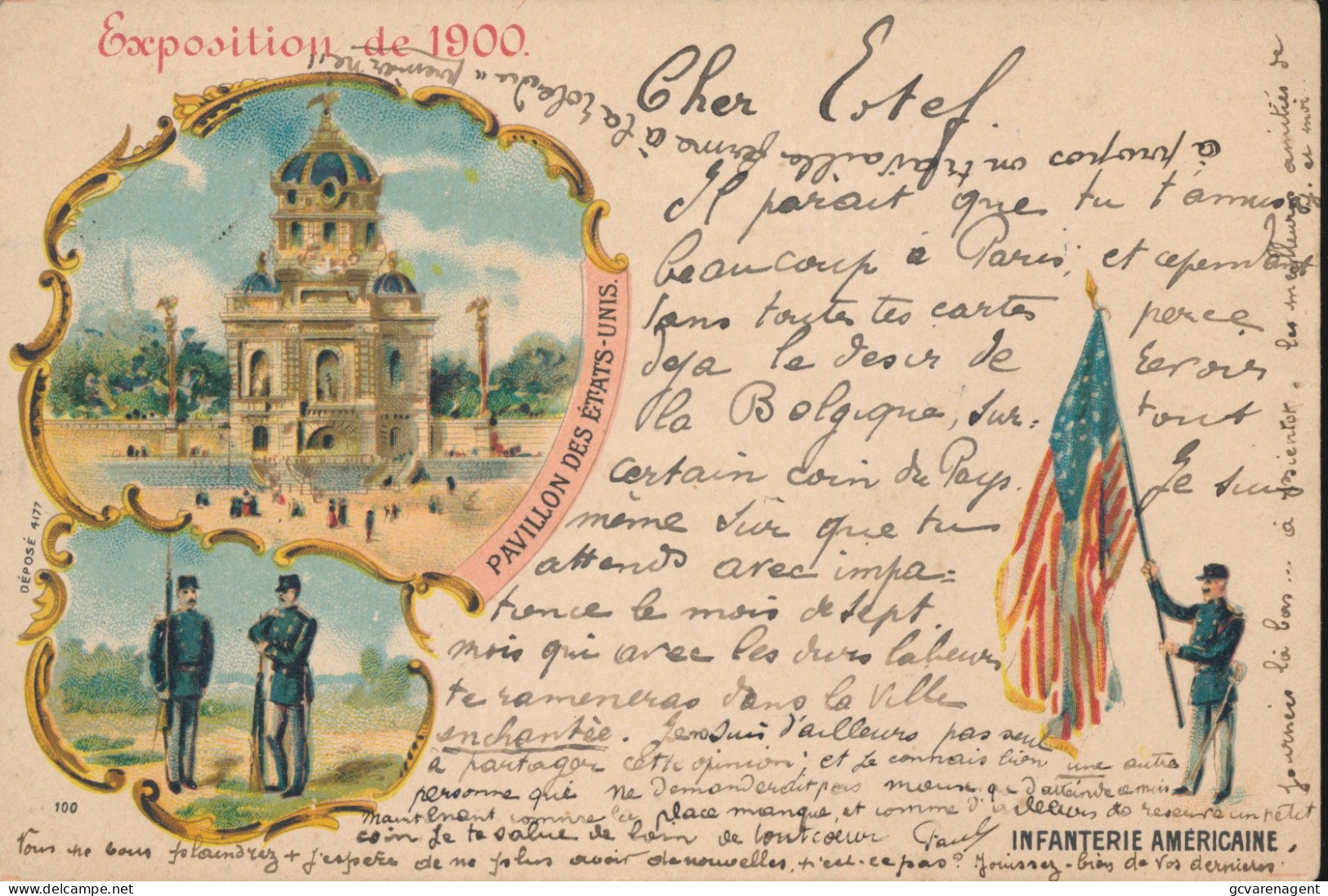 EXPOSITION DE 1900      PAVILLON DES ETATS UNIS    LITHOGRAPHIE      2 SCANS