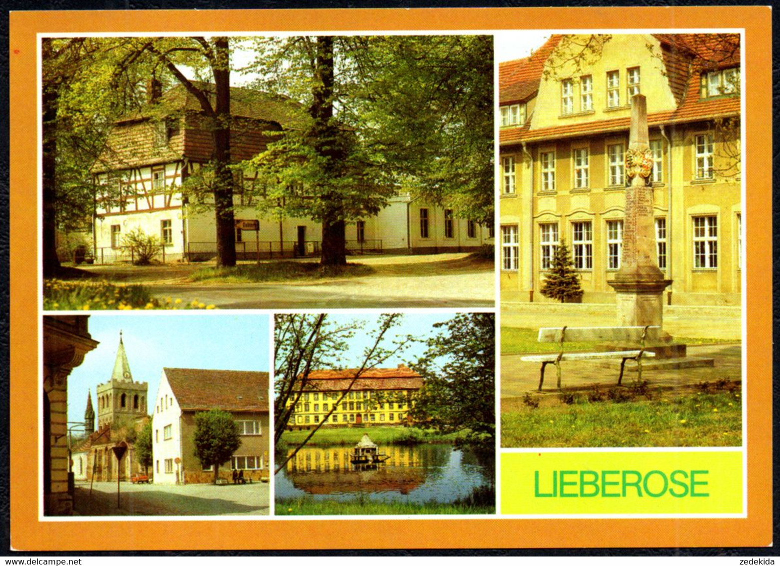 F7381 - TOP Lieberose - HO Gaststätte Lindenhof Schloß Postmeilensäule - Bild und Heimat Reichenbach