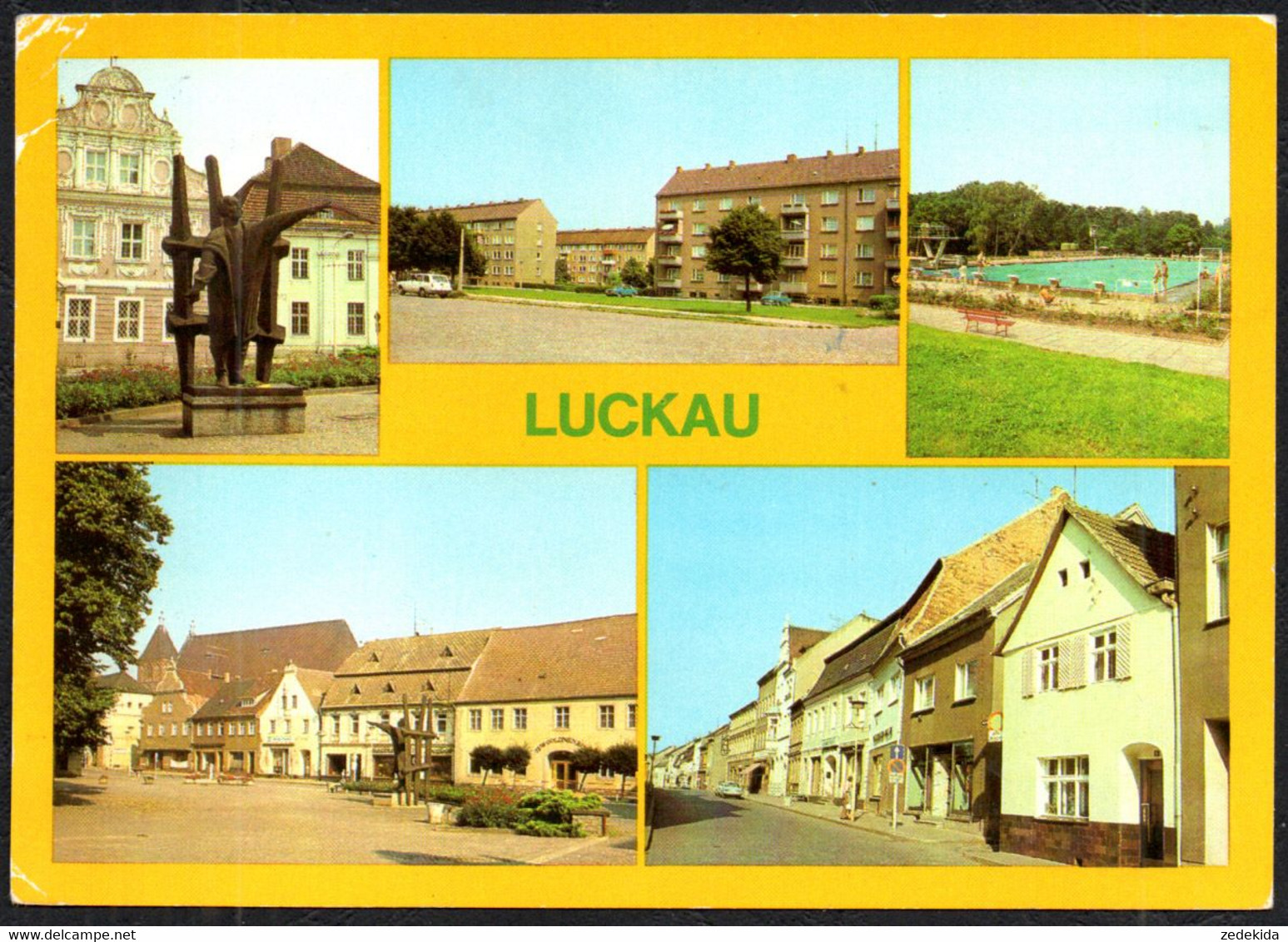 F8055 - Luckau - Freibad Neubauten Markt - Bild und Heimat Reichenbach