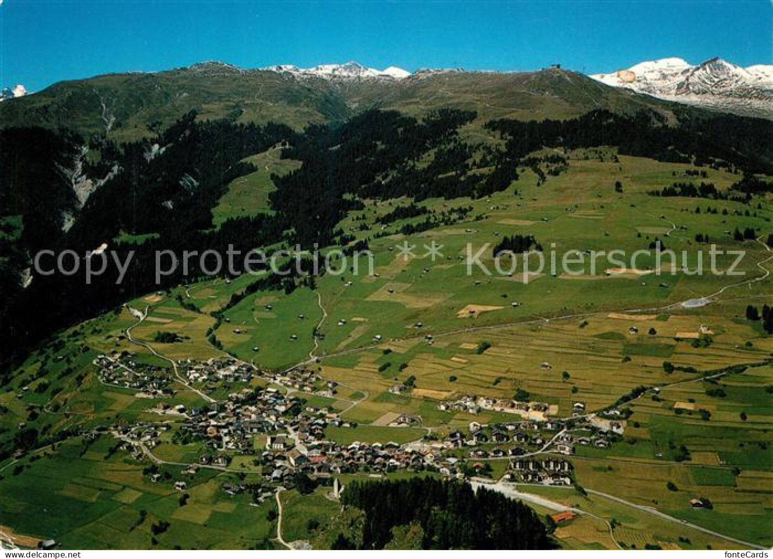 Falera Crap Sogn Gion und Vorab Alpenpanorama Fliegeraufnahme