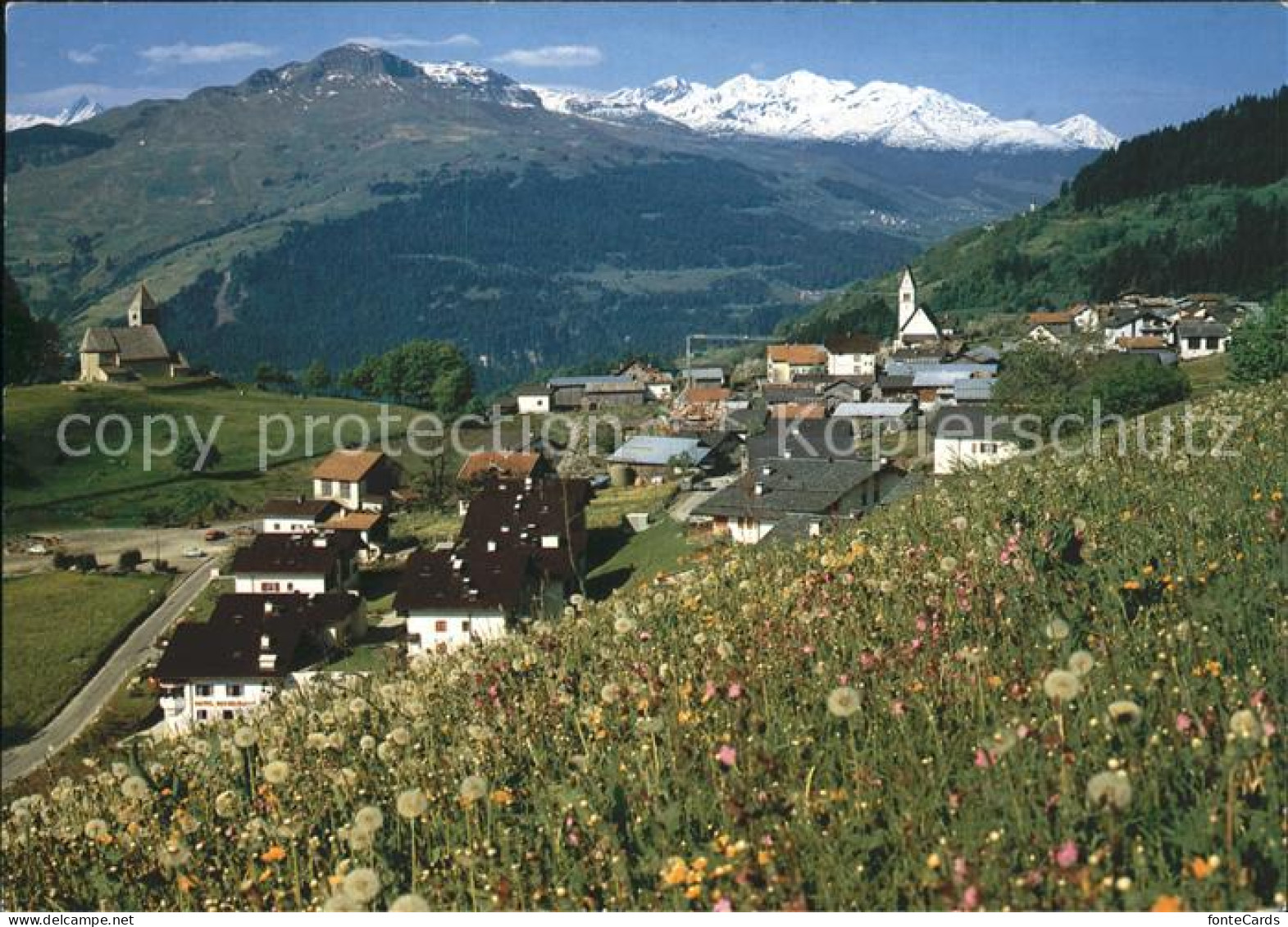 Falera mit Piz Terri Piz Mundaun und Titschtal