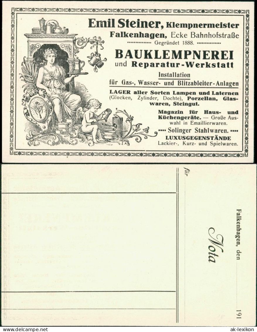 Falkenhagen (Havelland)-Falkensee Emil Steiner Klemtnermeister Werbung 1909