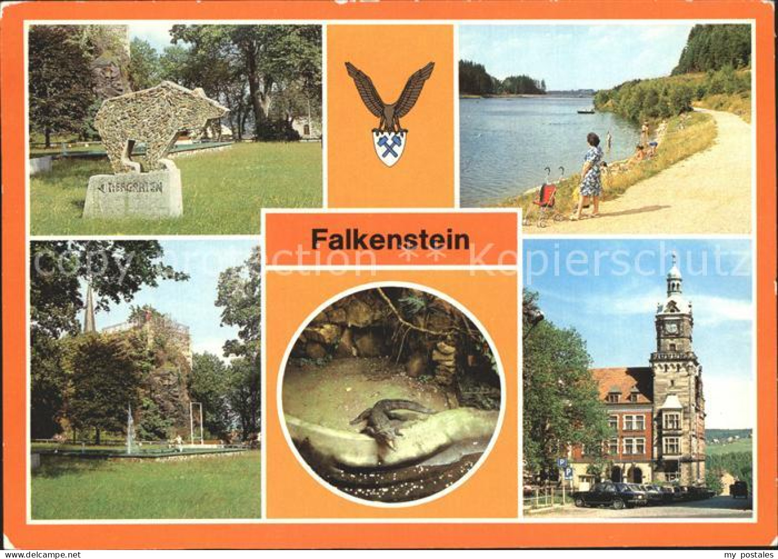 Falkenstein Vogtland Schlossteich Talsperre Schlossfelsen Nilkrokodil Rathaus