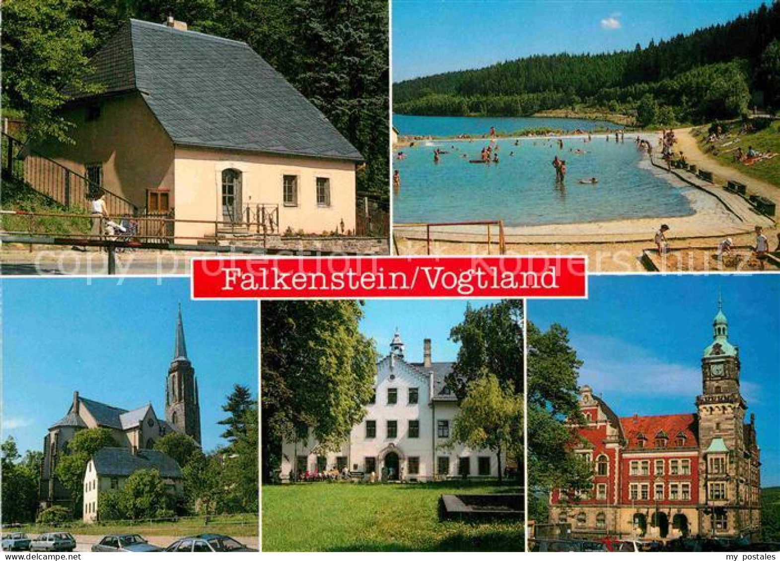 Falkenstein Vogtland Totenhaeusl Talsperre Falkenstein Kirche zum Hl Kreuz Schlo