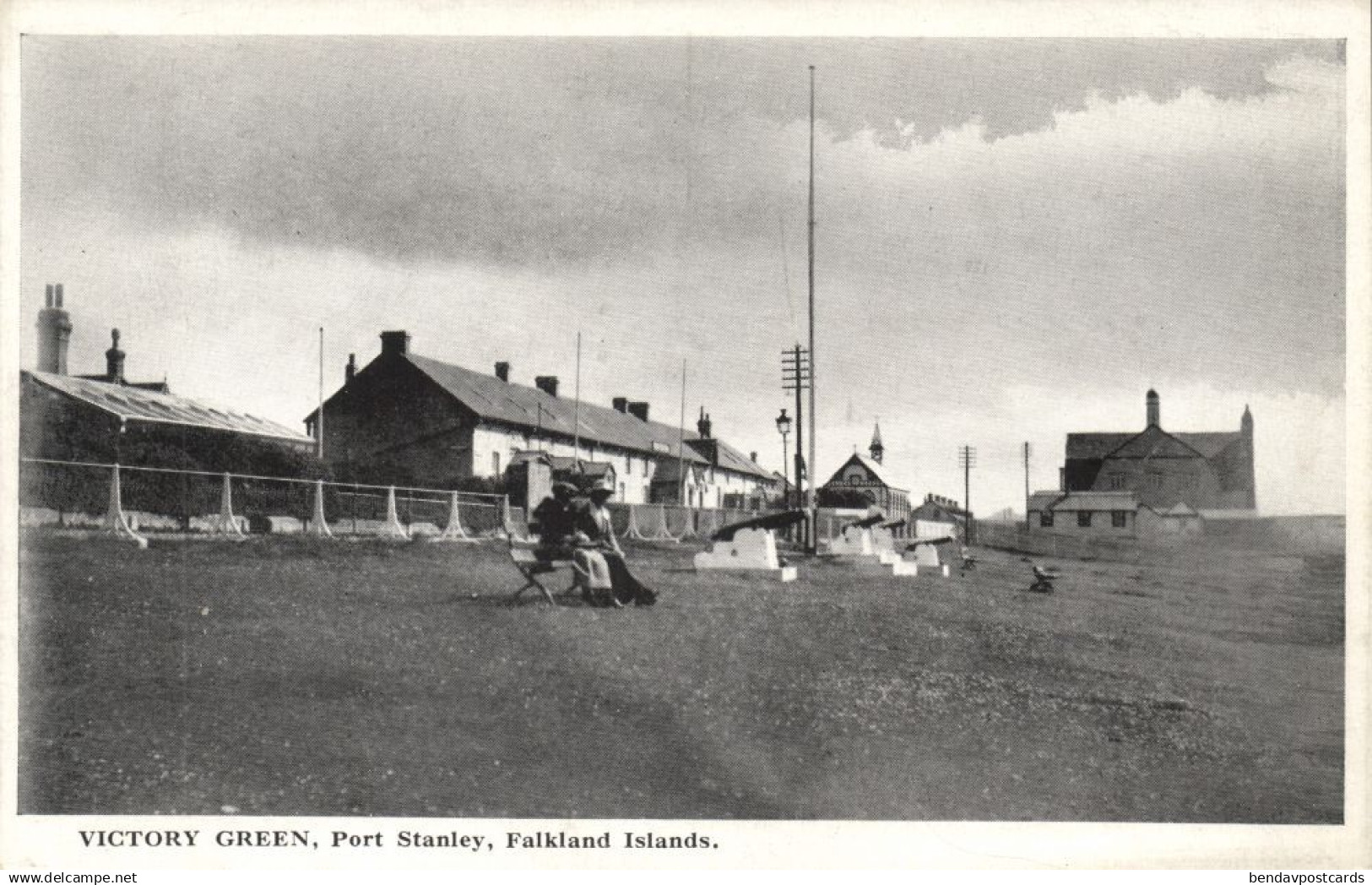 Falkland Islands, PORT STANLEY, Victory Green (1920s) Postcard